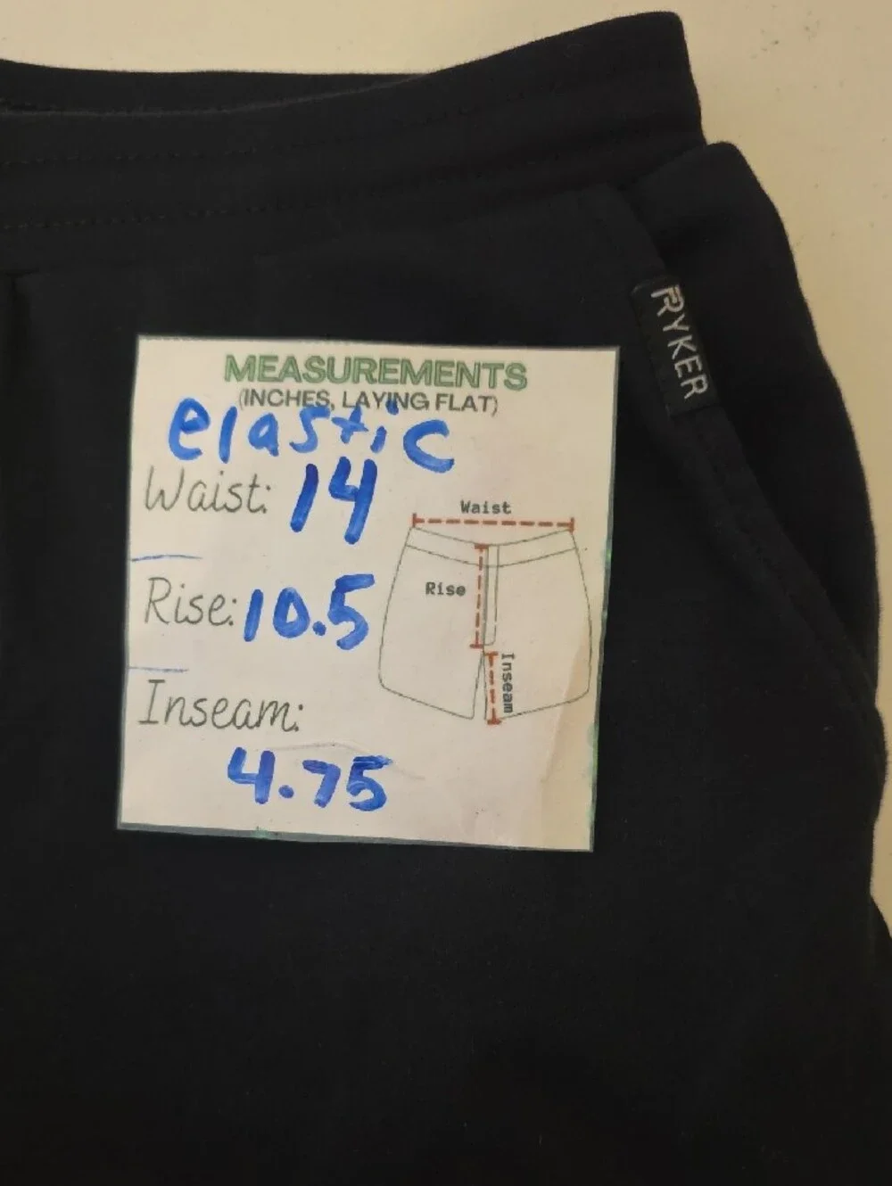 Ryker Black Athletic Shorts 100% Organic Cotton Inner Layer 100% Merino Wool SML
